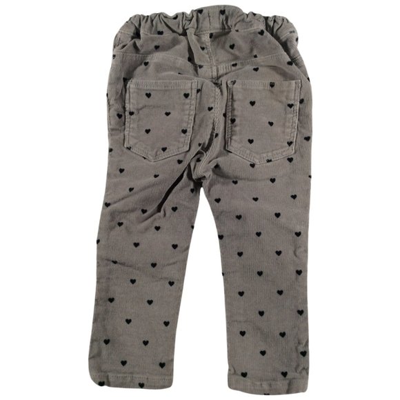👣 5/$25 - Grey/Black Heart Print Corduroy Pants - Picture 1 of 2